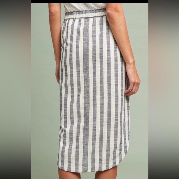 Anthropologie Maeve Chiloe Striped Button Front Midi Skirt - Picture 4 of 15
